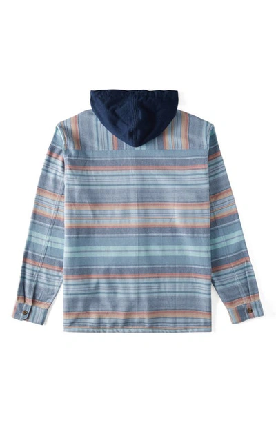 Shop Billabong Kids' Baja Hooded Flannel Shirt In North Sea