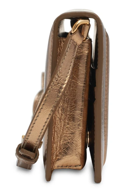 Shop Dolce & Gabbana Mini Dg Logo Leather Crossbody Bag In Gold