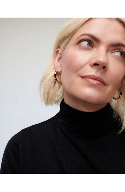 Monica Vinader Gold Kate Young Gemstone Medium Hoop Earrings Black Onyx In 18k Gold Vermeil