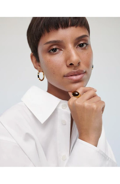 Monica Vinader Gold Kate Young Gemstone Medium Hoop Earrings Black Onyx In 18k Gold Vermeil