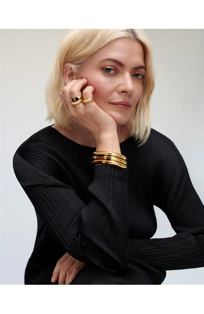 Shop Monica Vinader X Kate Young Tiger's Eye Bangle In 18k Gold Vermeil