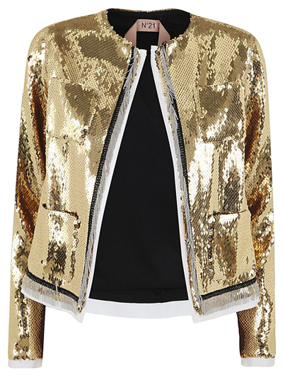 Shop N°21 Jacket With Paillettes In Yellow & Orange