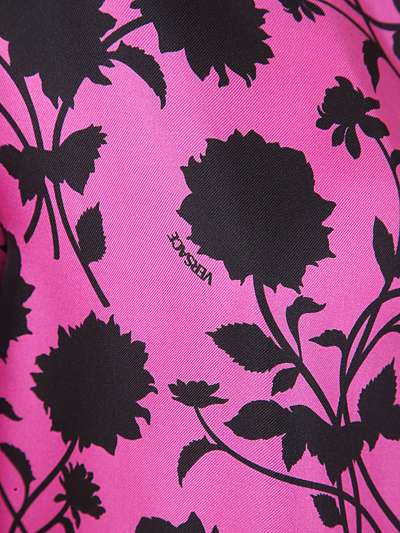Shop Versace Informal Shirt Floral Silhouette Print Twill Silk Fabric 50% In Pink & Purple