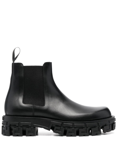 Shop Versace Booties Calf Leather In Black