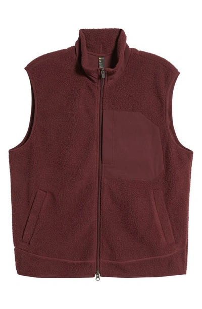 Shop Zella High Pile Fleece Vest In Burgundy Stem