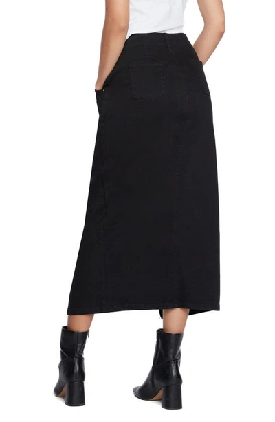 Wash Lab Denim Daily Slit Denim Midi Skirt In Black Sky