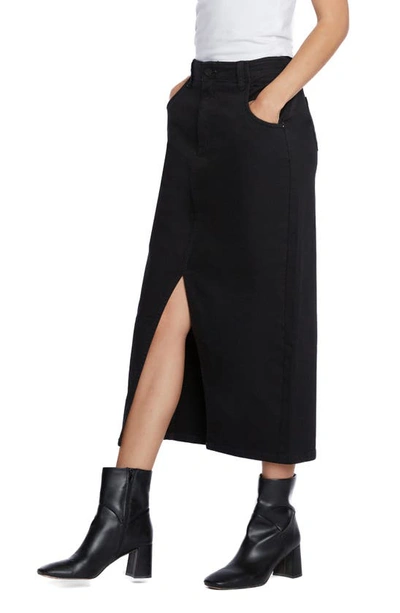Shop Wash Lab Denim Daily Slit Denim Midi Skirt In Black Sky