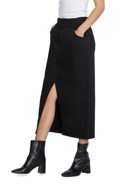 Wash Lab Denim Daily Slit Denim Midi Skirt In Black Sky