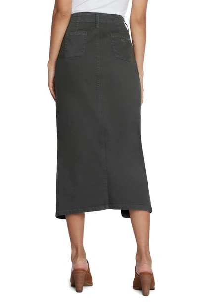 Shop Wash Lab Denim Daily Slit Denim Midi Skirt In Herb Green