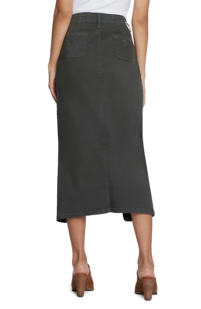 Wash Lab Denim Daily Slit Denim Midi Skirt In Herb Green