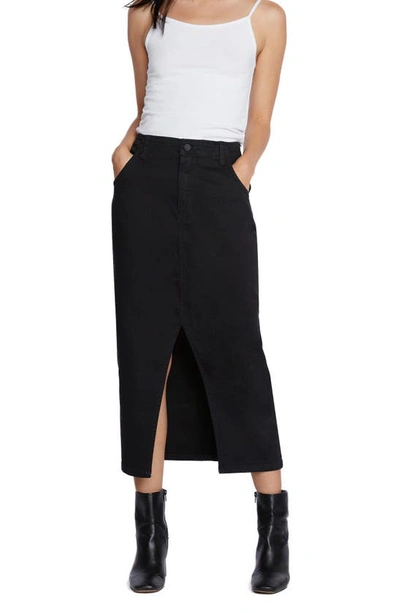 Wash Lab Denim Daily Slit Denim Midi Skirt In Black Sky