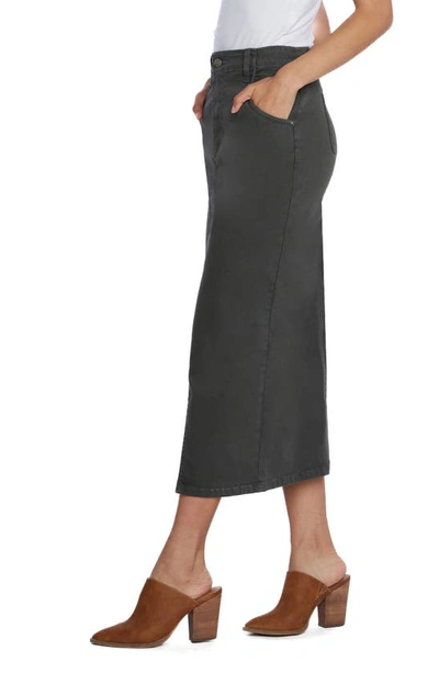 Wash Lab Denim Daily Slit Denim Midi Skirt In Herb Green