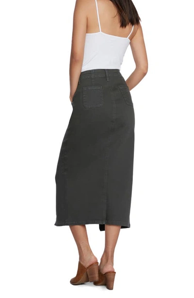 Wash Lab Denim Daily Slit Denim Midi Skirt In Herb Green