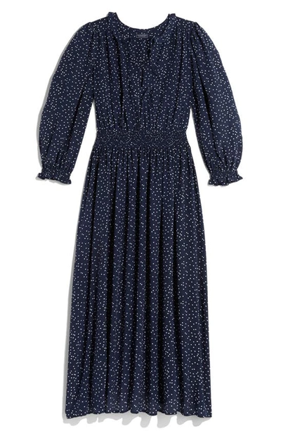 Shop Vineyard Vines Long Sleeve Maxi Dress In Scattered Dot - Navy