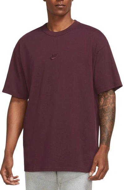Shop Nike Premium Essential Cotton T-shirt In Night Maroon