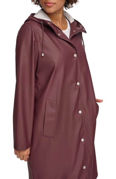 Shop Levi's Water Resistant Hooded Long Rain Jacket In Decadent Chocolate