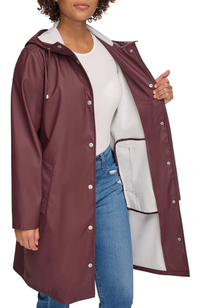 Levi's Water Resistant Hooded Long Rain Jacket In Decadent Chocolate
