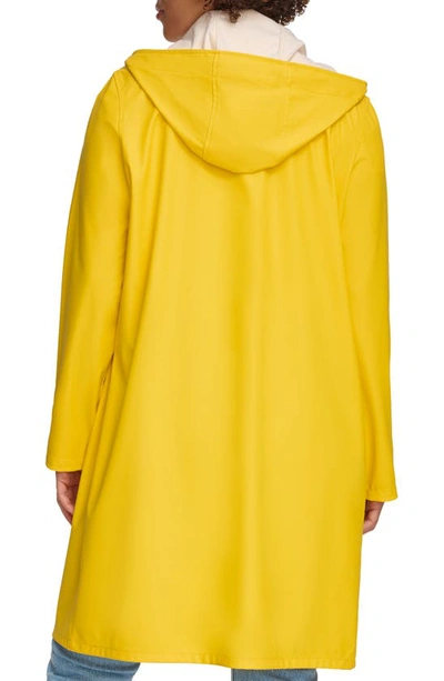 Levi's Water Resistant Hooded Long Rain Jacket In Yellow