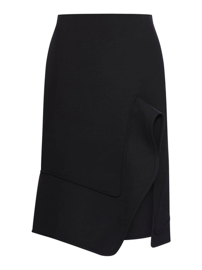 Shop Bottega Veneta Midi Skirt In Structured Cotton In Black