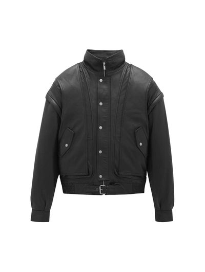 Shop Saint Laurent Oversized Lambskin Jacket In Black