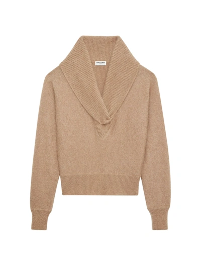 Shop Saint Laurent Sweater Turtleneck Cashmere In Brown