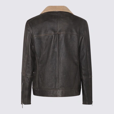 Shop Brunello Cucinelli Black Leather Zip Up Jacket