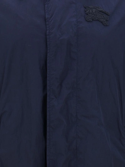 Shop Burberry Coats In Smocked Navy