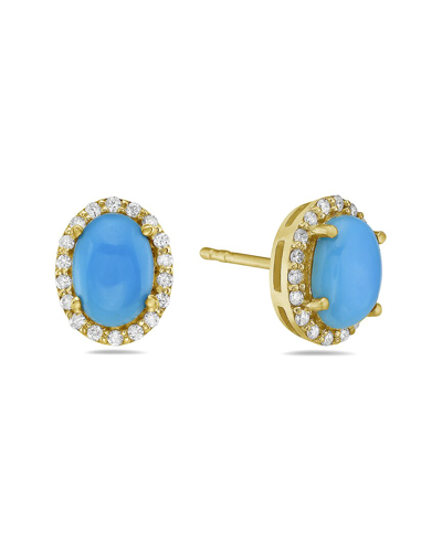 Shop Forever Creations Usa Inc. Forever Creations 14k 1.80 Ct. Tw. Diamond & Turquoise Halo Studs