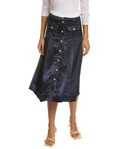 Shop Ganni Satin Skirt In Blue