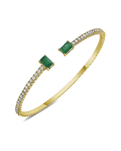 Shop Forever Creations Usa Inc. Forever Creations 14k 2.85 Ct. Tw. Diamond & Emerald Flexible Bangle Bracelet
