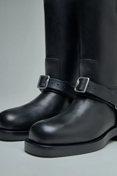 Shop Burberry Leather Saddle Tall Boots