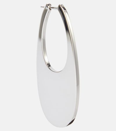 Shop Coperni Swipe Large Logo Earrings In Silver