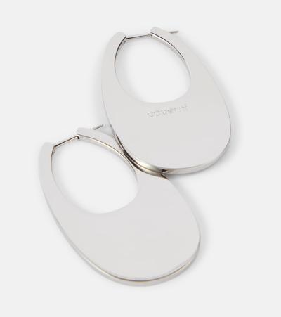 Shop Coperni Swipe Large Logo Earrings In Silver