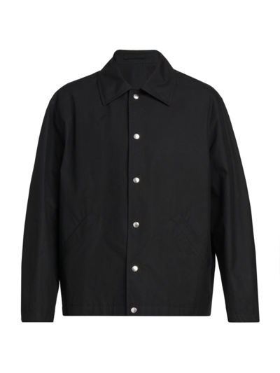 Shop Jil Sander Men's Logo Blouson Cotton Poplin Jacket In Black