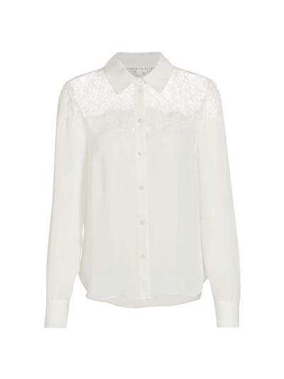 Shop Veronica Beard Women's Greer Silk & Lace Top In Off White