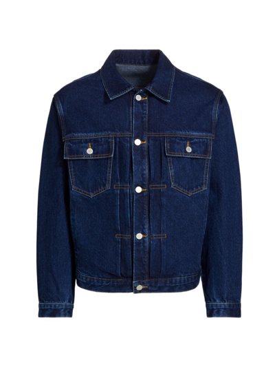 Shop Hnst Men's Cotton-blend Denim Jacket In Admiral Blue