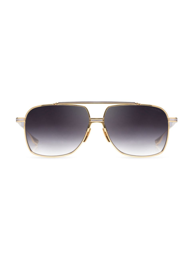 Shop Dita Eyewear Men's Alkamx 61mm Aviator Sunglasses In Yellow Gold Silver