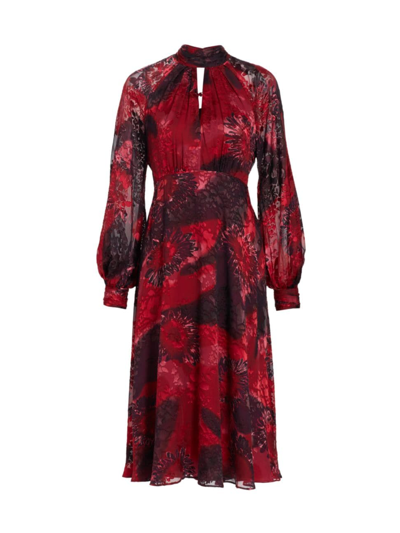 Teri Jon By Rickie Freeman Women's Abstract Floral Chiffon Midi-dress ...