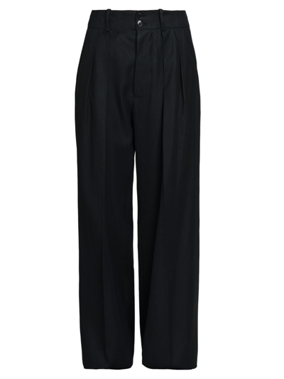 Shop Plan C Women's Pleated-front Straight Trousers In Black