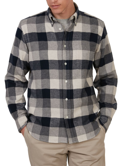 Shop Hartford Men's Pitt Buff Plaid Flannel Shirt In Navy Natural