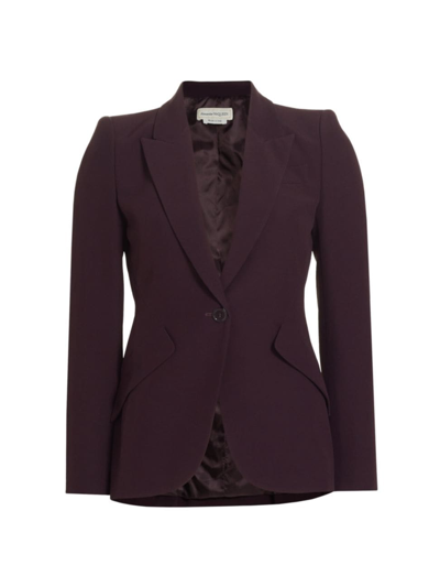 Shop Alexander Mcqueen Women's Tailored Peak-lapel Jacket In Night Shade