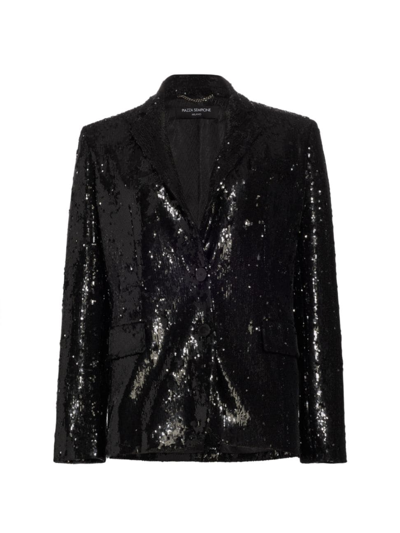 Shop Piazza Sempione Women's Sequined Jersey Blazer. In Black