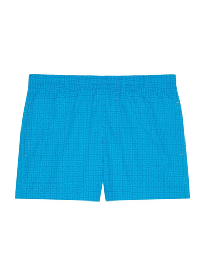 Shop Givenchy Men's Medium 4g Swim Shorts In Mineral Blue