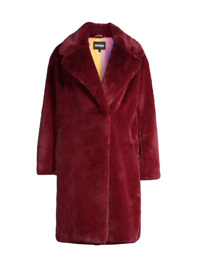 Shop Apparis Women's Stella Plant-based Faux-fur Coat In Garnet