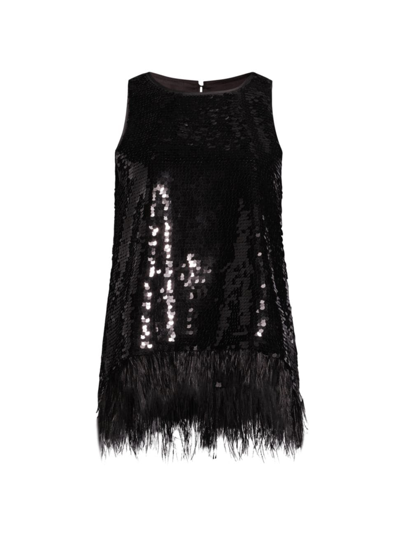 Shop Ungaro Women's Taylor Paillette & Feather Blouse In Black