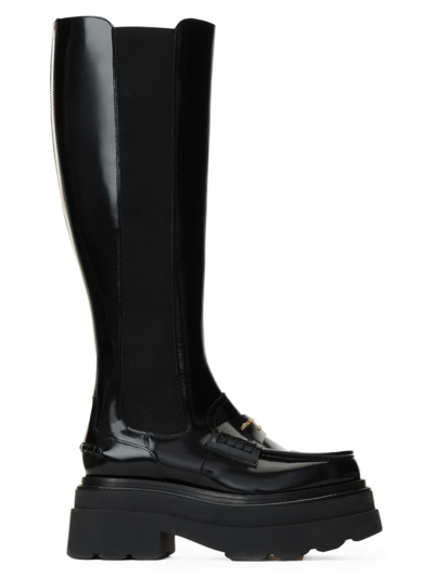 Shop Alexander Wang Women's Carter Leather Platform Knee-high Boots In Black