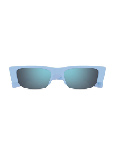 Shop Alexander Mcqueen Men's Graffiti 54mm Mirrored Acetate Sunglasses In Light Blue