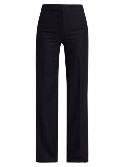 Shop Veronica Beard Women's Tonelli Wool Pinstripe Pants In Navy Multi