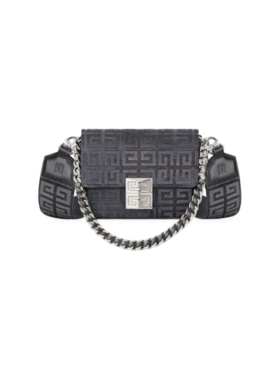 Shop Givenchy Women's Small 4g Crossbody Bag In Lurex Embroidery With Chain In Dark Grey