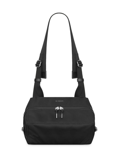 Shop Givenchy Men's Small Pandora Bag In Nylon In Black